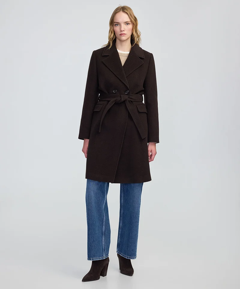 ابيكول Double-Breasted Coat with Belt